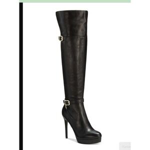 Thalia Sodi Womens Black Knee High Platform Stiletto Heel Boots  9M